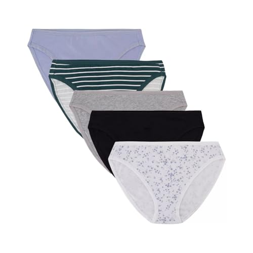 Women's 5-Pack Organic Cotton Stretch Bikini Panties, Ladies Soft Breathable Comfort Sexy Underwear