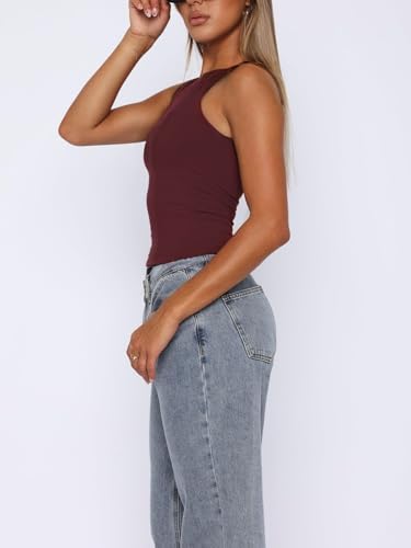 Women's Sleeveless Square Neck Strappy Tank Cute Double Layer Workout Summer Casual Basic Crop Tops2