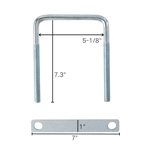 Image of 4 Pack Square U-Bolt for Trailer- Fits 5 Inch Wide Leaf Springs, Galvanized Steel Clamp Set, Secure Fit for Truck, Boat and Trailers