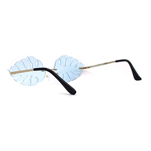 Tropical Split Leaf Palm Shape Rimless Hippie Sunglasses4