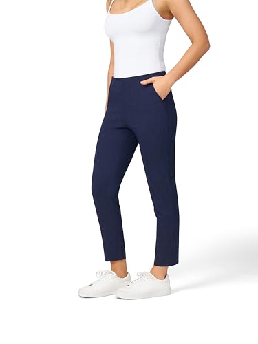 Cable & Gauge Women's Yarn Dye Knit Pant Elastic Waistband, Slim Fit, Pull-On, Ankle-Length Lounge Pants, Navy Stripe2