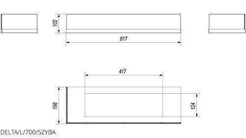 KRATKI camino a bioetanolo 10,2 x 61,7 x 19,8 cm Delta 700 pannello in | Vetro protettivo per biocamino Delta 700; pannello in vetro temperato sinistro; sicurezza ed eleganza per biocamini