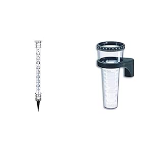 TFA Dostmann Jumbo analoges Gartenthermometer, 12.2002, mit Erdspieß, schwarz & 471001 Regenmesser, schwarz