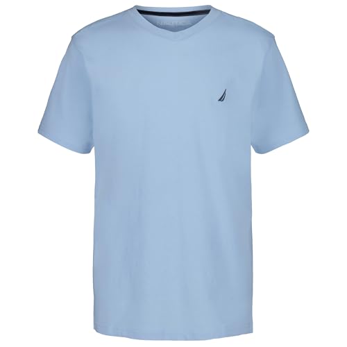 Image of Nautica Boys' Short Sleeve Solid V-Neck T-Shirt, Soft, Comfortable, Relaxed Fit