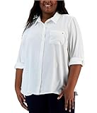 Tommy Hilfiger Mujer W2xm0530-efeu-2x Camisa con Cuello Abotonado, Marfil, 2X, Beige