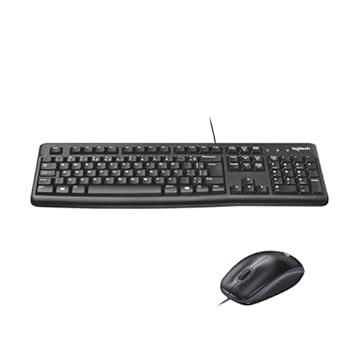 Combo Teclado e Mouse com fio USB Logitech MK120 com Design Confortável, Durável e Resistente à Respingos, USB e Layout ABNT2