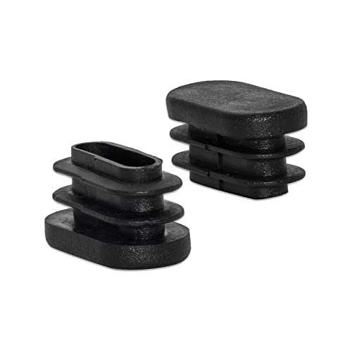 Image of Flyshop 10 x 20 mm, 3 /8 inch x 13 /16 inch OD Black Durable Plastic Plugs Tubing End Caps Oval Chair Glide Inserts 8 Pack