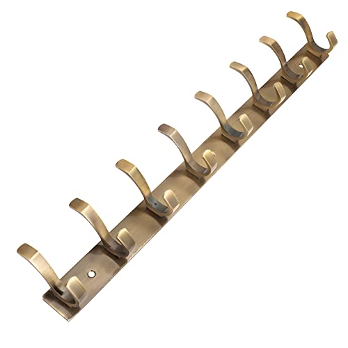 Image of Heavy Duty S Type Stainless Steel Cloth Hanger Suitable for Bathroom Bedroom Kitchen Wall Hook Rail Hanging Scarf Coat Keys Tie Towel Door Robe (Pack of 1, 8 Pin Antique)