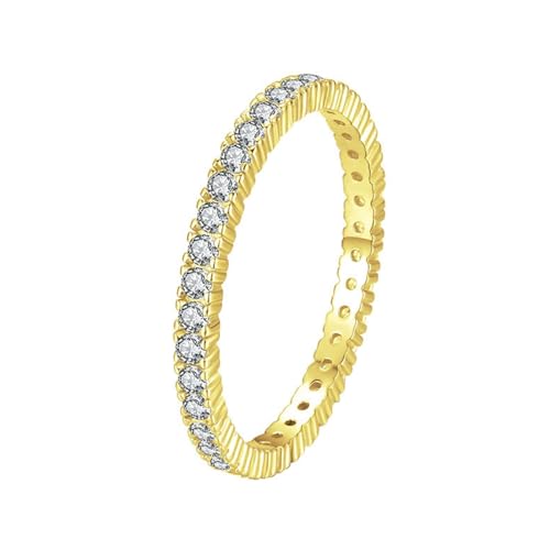 Tolldek Anillo de compromiso de oro amarillo de 9 K/14 K, joyería auténtica, anillo de eternidad, alianzas de boda Au375/585, oro amarillo 585, anillo de boda con moissanita, talla 47-62, Oro amarillo