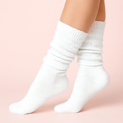AWS/American Made Lightweight Slouch Socks for Women 3 Pairs Extra Long Scrunch Socks Soft Breathable Knit Shoe Size 5 to 102