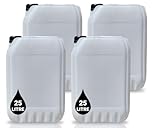 4 x 25L Plastic JERRY CAN for Water & Chemicals Storage Container – UN Certified Food Grade Stackable with Tamper-Evident Cap, Ideal for Outdoor Camping Emergency and Industrial Use