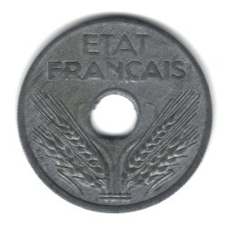 1943 France 20 Centimes Coin KM#900.1 - WWII Vichy State