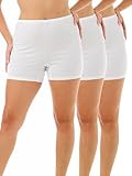 Underworks Womens 100% Cotton Cuff Leg 5-inch Inseam Bloomers White 3-Pack 3x 45-46 hips