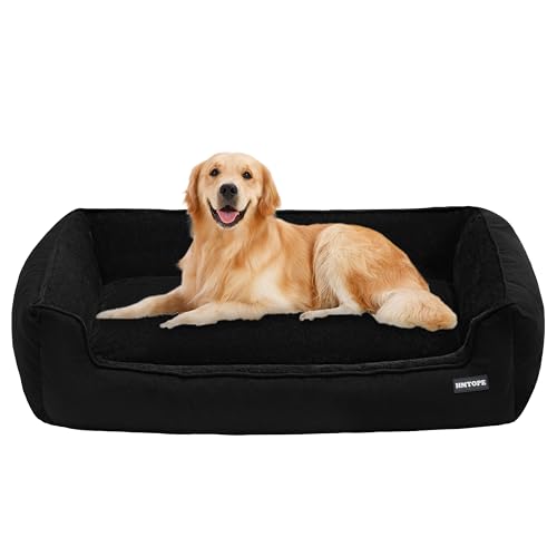 HMTOPE Hundebett, Hundesofa, Hundekissen, Hundekörbchen Abnehmbar und waschbar, Schwarz, 110 x 86 x 26 cm
