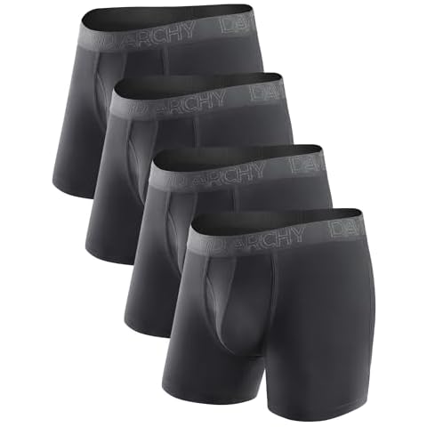 DAVID ARCHY Men's Boxer Briefs, Soft and Breathable Underwear with Moisture-Wicking Fly Underwear for Men 4 Pack (M, Black - 5.5" in 4 Pack) Cover