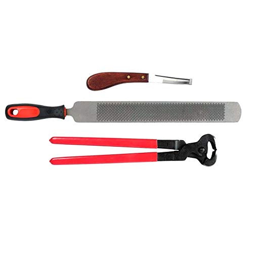 JIAYOUNG Farrier Horse Hoof Nipper Trimmer Cutter Horses Rasp Hoof Cutter Set Professional Metal Shears Horses Rasp Hoof Cutter Hoof Rasp Set for Hoof Trimming for Horses Donkeys 14 Inch 3pcs