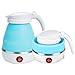 Bollitore Elettrico Pieghevole, 0.6L Bollitore Acqua Elettrico Salvaspazio, Portatile Bollitore Elettrico da Viaggio Silicone Pieghevole con la Protezione a Secco per Viaggi, Campeggio (Blu)