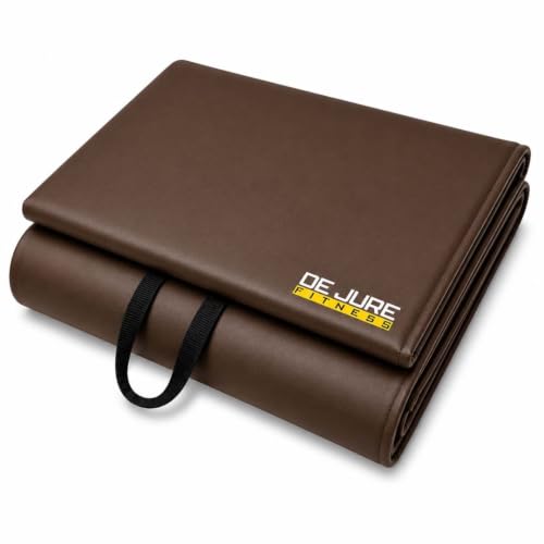 Image of De Jure Fitness PVC Leatherette Yoga Mat 10mm Thick | Non-Slip XL Exercise Mat | High-Density Cushioning | Odorless, Eco-Friendly & Sweat-Resistant | Home Gym Workout Mat | Brown - 10MM