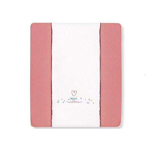 Pirulos 36013219 - Cambiador bañera, diseño unicornio, algodón, 50 x 70 cm, color blanco y fresa