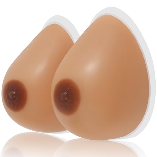 IVITA One Pair B Cup Attachable Silicone Breast Forms Fake Boobs Mastectomy Prosthesis Crossdresser Transgender Cosplay - Suntan