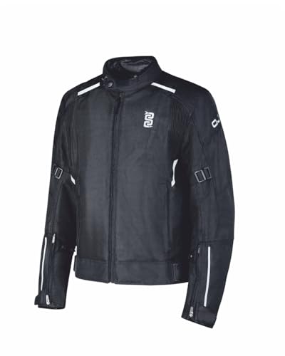 OJ Giacca Moto Stream 2 in Tessuto Traforato, Protezioni Certificate, Membrana Antiacqua Amovibile (IT, Testo, XL, Regular, Regular, Nero)