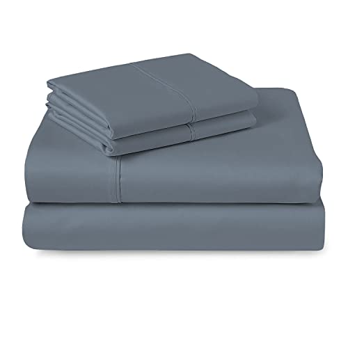 Pizuna 400 Thread Count Cotton King Size Sheet Set Flint Stone, 100% Long Staple Cotton Soft Sateen Bed Sheets with Stylish 4 inch Hem, fit Upto 15 inch Deep Pocket (Cotton Flint Stone Sheets King)