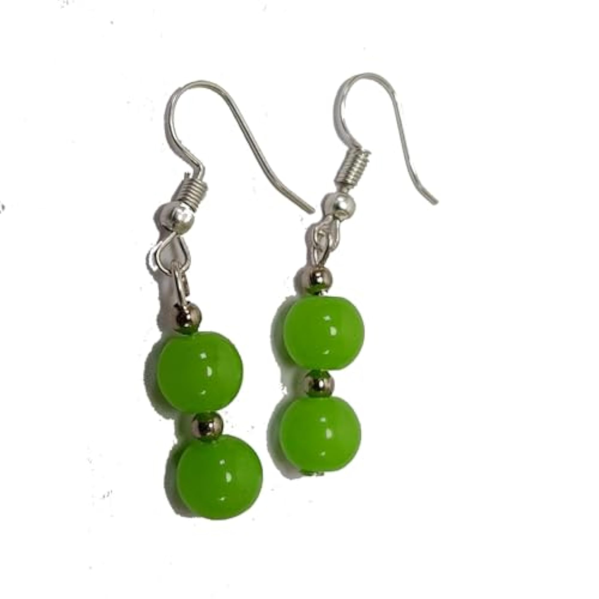Serpentine Crystal Round Bead Earrings Set, Healing Gemstone