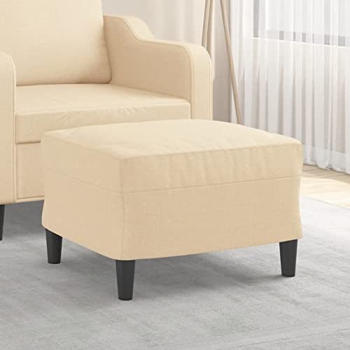Festnight Fußhocker Hocker Fußstütze Schuhwechsel Hocker Sofa Hocker Gepolsterte für Wohnzimmer Schlafzimmer Creme 60x50x41 cm Kunstleder Cover