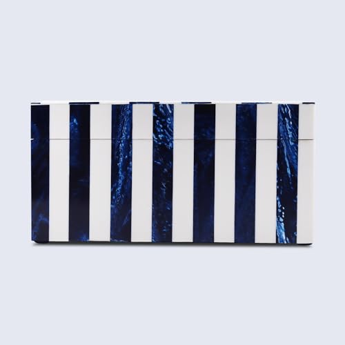 Image of Handicrafts Home Chevron Collection, Storage Organizer Decorative Box Multipurpose Gift - Chevron Blue 10x5x5 inch