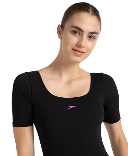 Image of Speedo Women's Endurance+ Sleeved Myrtle U-Back Legsuit Swimming Costume Swimwear | 100% Chlorine Resistant | UPF 40+ Sun Protection | Quick Drying | Removable Bra Pads