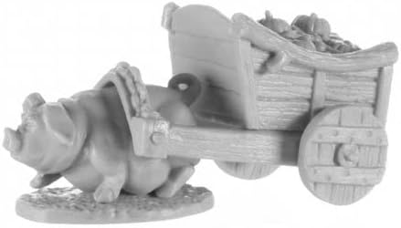 Reaper Miniatures Cerdo y carro miniatura 0.984 in Heroica Escala Figura Huesos del Cielo Oscuro