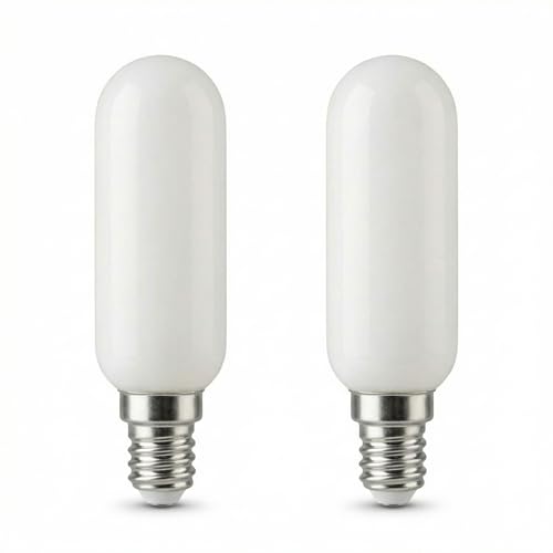 Area illumina - Lampadina LED E14 Tubolare Milky 6W – Dimmerabile – 3000K Luce Calda o 4000K Luce Naturale – Alta Luminosità fino a 989lm – CRI 80 – 25.000 Ore – Confezione 2 Pezzi (Luce Calda 3000K)