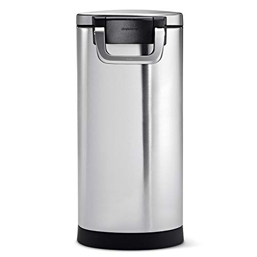 Image of simplehuman Large Pet Food Storage Container, Holds 30-35 lb / 14-16 kg of Dry Dog Food, Cat Food, or Bird Seed, Airtight Lock-Tight Lid with Magnetic Scoop, BPA-Free, Brushed Stainless Steel