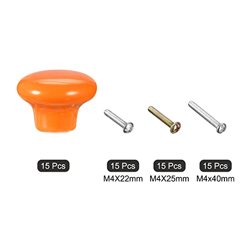 Uxcell Ceramic Drawer Knobs 15Pcs, Vintage Dressers Mushroom Shape Pulls 0.94"X1.26" For Dresser Door Handles Cupboard Wardrobe Drawer(Orange) #TOP2