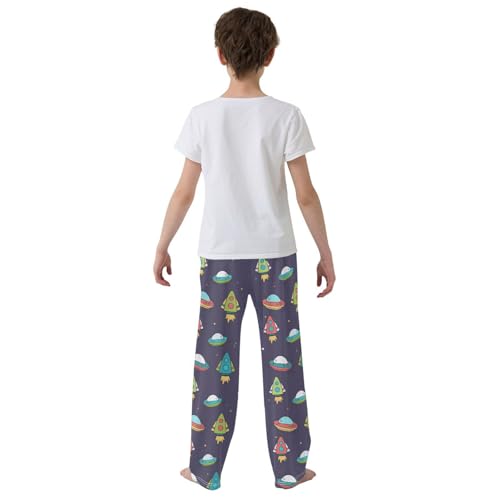 ZZXXB Airship and Rocket Print Boys Long Pants Soft Trousers Elastic Waist Kids Lounge Bottoms with Pockets S-XL3