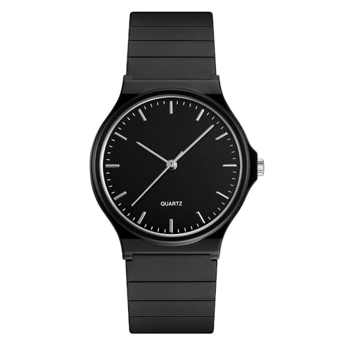 Reloj analógico de cuarzo para hombre y mujer, correa de silicona para deportes al aire libre, para deportes al aire libre, Negro , Minimalista Reloj analógico de cuarzo para hombre y mujer, correa de silicona para deportes al aire libre, para deportes al aire libre, Negro , Minimalista