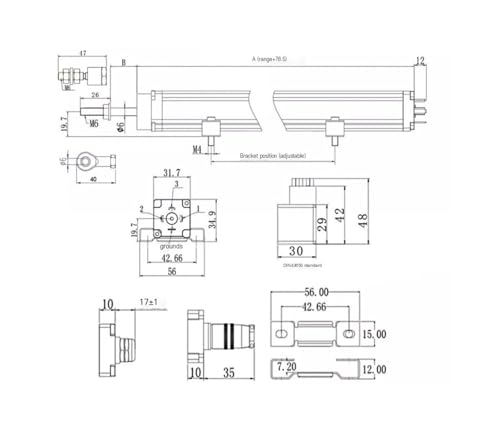 Sensor de desplazamiento de 425mm con barras de acoplamiento KTC1 para moldes de inyección 4