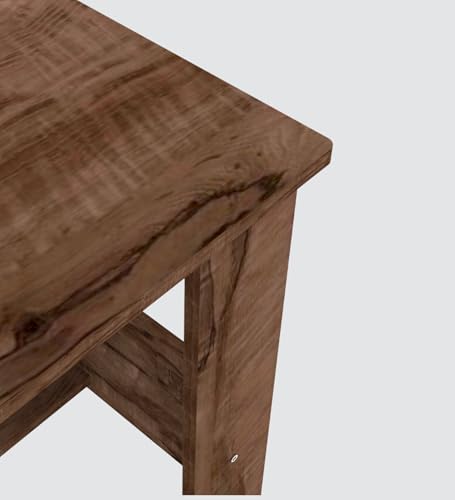 Image of Compact Study Desk with Storage Shelf, Brown Wood Finish, Space-Saving Home Office Table, 90x50x74 cm, DIY Assembly