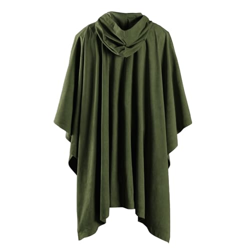 HiiFeuer Medieval Corduroy Hooded Cloak with Adjustable Brooch, Fantasy Poncho Renaissance Costume Cape Ren Faire Cosplay3