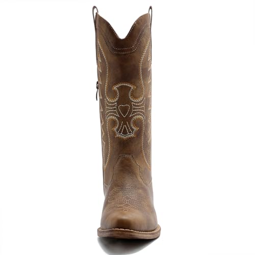 Image of GLOBALWIN Women's Knee High Long Pointed Toe Western Cowboy Boots For Women