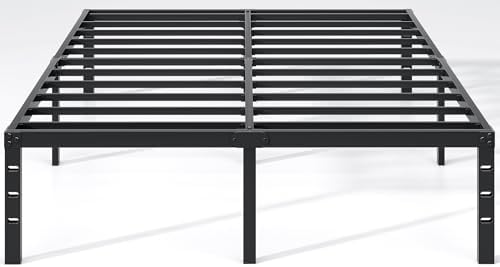 NEW JETO Metal Bed Frame-Simple and Atmospheric Metal Platform Bed Frame, Storage Space Under The Bed Heavy Duty Frame Bed, Durable King Size Bed Frame, Suitable for Bedroom, King