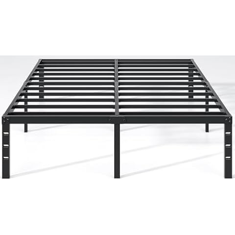 NEW JETO Metal Bed Frame-Simple and Atmospheric Metal Platform Bed Frame, Storage Space Under The Bed Heavy Duty Frame Bed, Sturdy Queen Size Bed Frame, Suitable for Bedroom, Queen Cover
