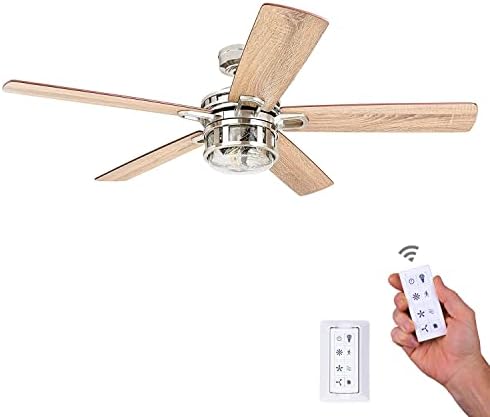 Honeywell Ceiling Fans Bonterra, 52 Inch Contemporary Indoor LED Ceiling Fan with Light and Remote Control, Dual Finish Blades, Reversible Motor - Model 50610-01 (Brushed Nickel)