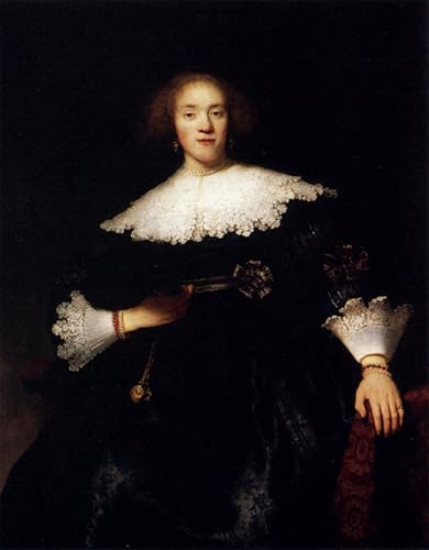 Poster Rembrandt Ritratto di giovane donna con ventaglio para decoracion de salon vintage
