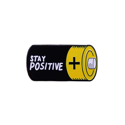 Image of Stay Positive Encouragement Lapel Pins Brooch for Women Teen Girls Boys Cute Funny Novelty Black Yellow Enamel Backpacks Badges Hats BookBags Pin Clothes Accessory Birthday Gift