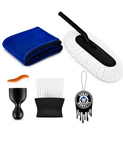 Image of 5 in 1 Combo EZ Wave Car Duster Kit with 2 Pcs Interior Car Cleaning Detailing Tool, 1200GSM Microfiber Cloth, Handing Air Fresher (Combo - 5 Pack)