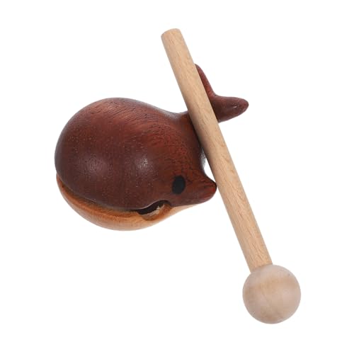 FUNOMOCYA Whale Wooden Statue Temple Block Toy Rhythm Instrument Dashboard Decor Hand Carved Sea Figurine