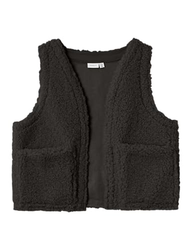 NAME IT Mädchen Nkfriteddy Waistcoat Teddyweste, Black, 146/152