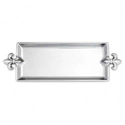 Arthur Court French Lily Fleur-De-LYS Oblong Serving Tray - Elegant Aluminum Design for Entertaining - 21 x 7 Inches