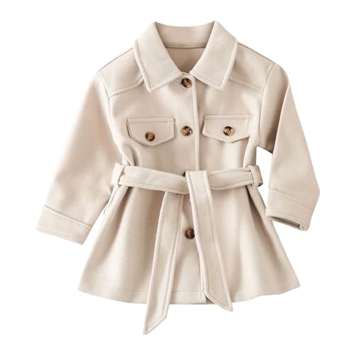 Toddler Girls Warm Jacket Girls Winter Warm Thickened Classic Jacket Button Solid Color For Kids Clothes Beige Coat